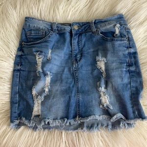 jean distressed skirt